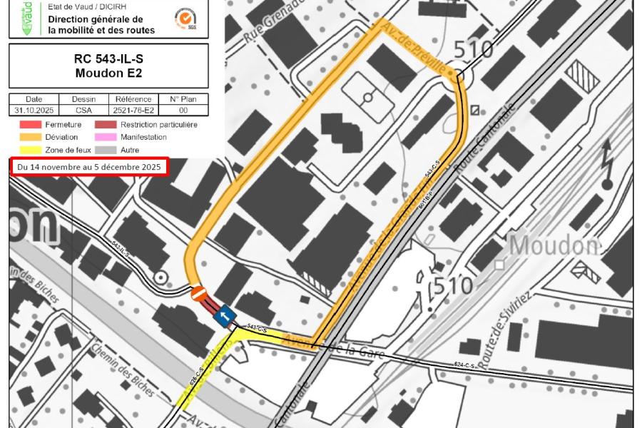 déviation - RC 543 14.11 au 05.12